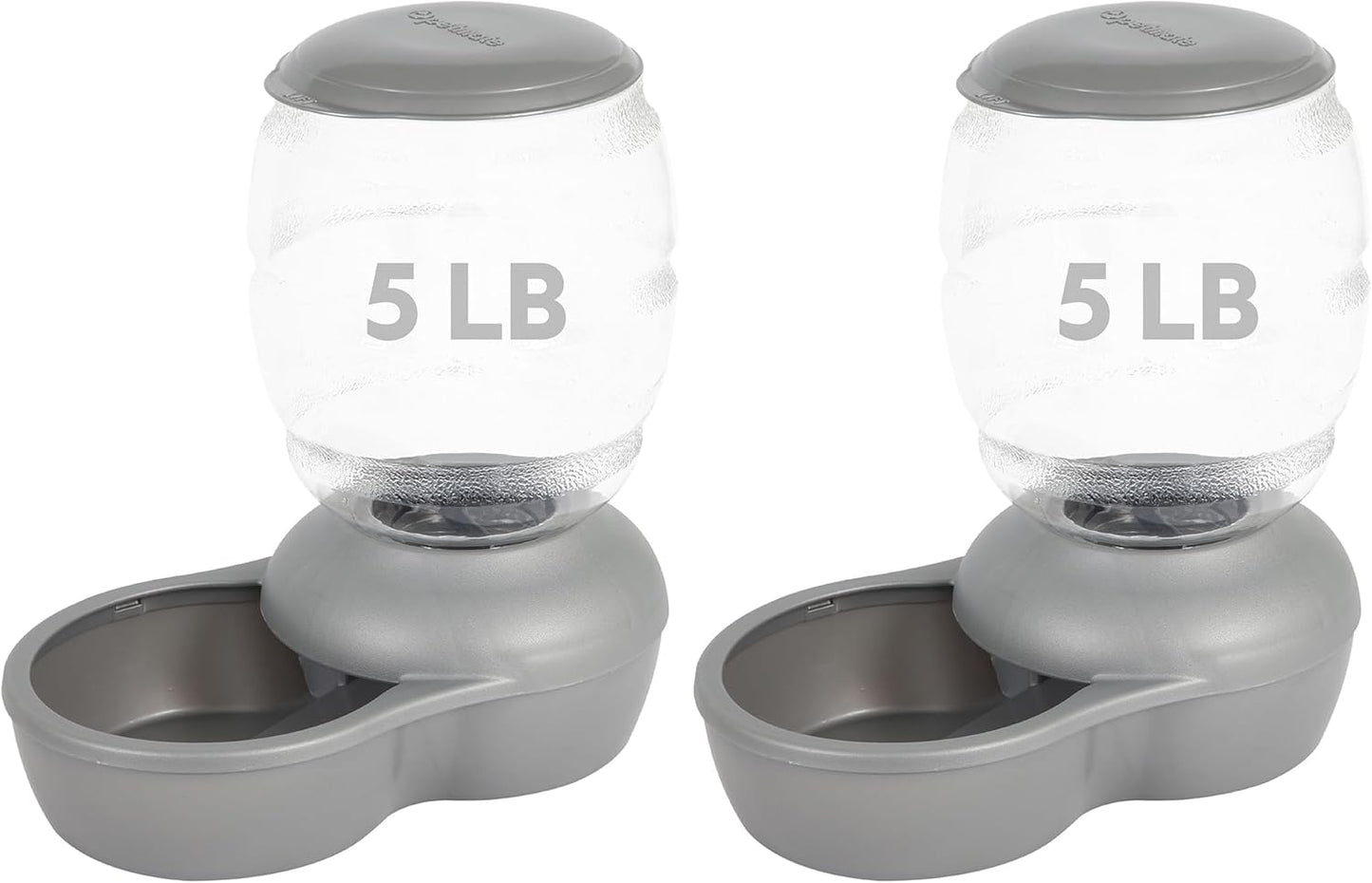 Petmate Replendish Feeder with Automatic Cat and Dog Feeder, 5 LB, Pearl Silver Grey, Made in USA (Pack of 2)