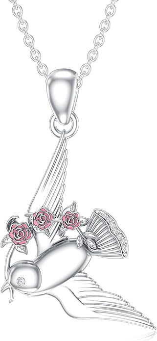 925 Sterling Silver Lab Grown Diamond Animal Necklace Cat/Bear/Bee/Dolphin/Dragonfly/Horse/Hummingbird/Koala/Parrot/Penguin/Pigeon/Sea Turtle/Starfish Lab Grown Diamond Necklace Gift for Women