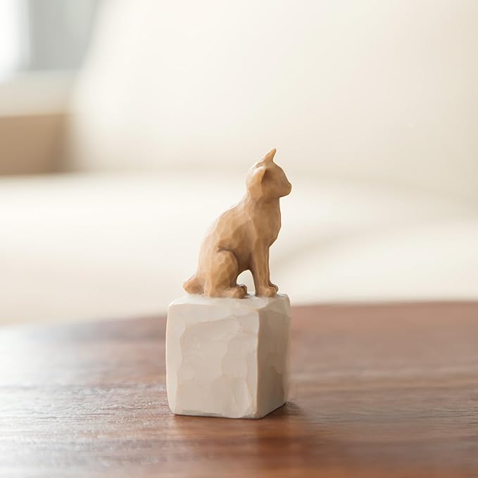 Willow Tree with Affection Angel Figure Plus Love My Cat (Light) Figure, Sculpted Hand-Painted 2 Piece Set