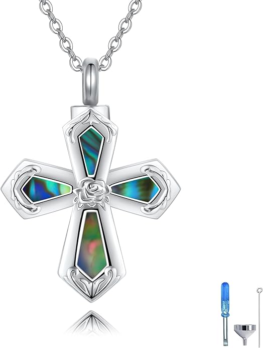 URONE Urn Necklaces for Ashes 925 Sterling Silver Abalone Shell Tree of Life Cremation Jewelry for Ashes Memory Jewelry for Women Men
