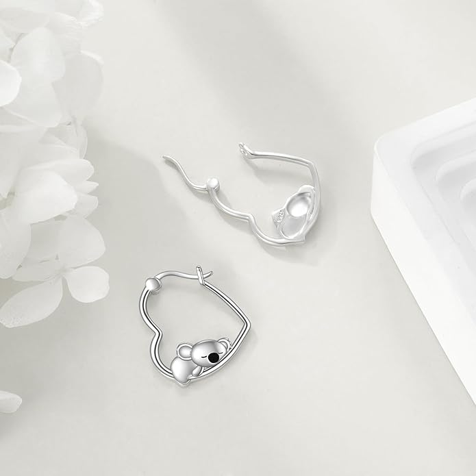 YFN Animal Earrings Sterling Silver Animal Heart Hoop Dangle Earrings Cute Jewelry Gifts for Women