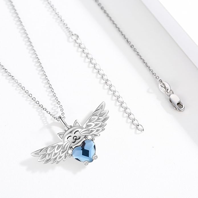 JUSTKIDSTOY Dog/Cat/Hummingbird Urn Necklace for Ashes S925 Sterling Silver Heart Cremation Jewelry Keepsake Memorial for Women
