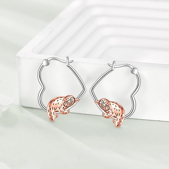 YFN Animal Earrings Sterling Silver Animal Heart Hoop Dangle Earrings Cute Jewelry Gifts for Women