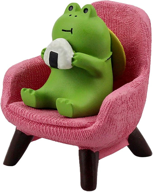 Miniature Frog Figurines Statue - Cute Frog Sculpture for Outdoor Fairy Garden and Desk Decorations - Adorable Frog Figurine Statue Decor for Plant Shelf Desk Office Bedroom(Pink Sofa)