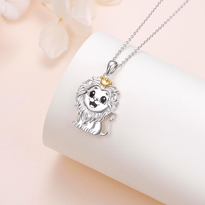 925 Sterling Silver Animal Necklaces Lion/Honeybee/MaMa Bear/Koalas Necklace Adjustable Chain Animal-Lover Pendant CZ/Moonstone Jewelry For Women Men