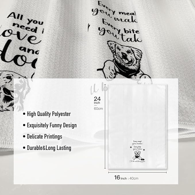Funny Kitchen Towels,Featuring Dog Designs 16 X 24inch Dishcloth,Microfiber Bar Drying Hand Cloth Absorbent Tea Towel,Ideal Gifts for Doggy Lover Owner,Mom Hostess Housewarming New Home