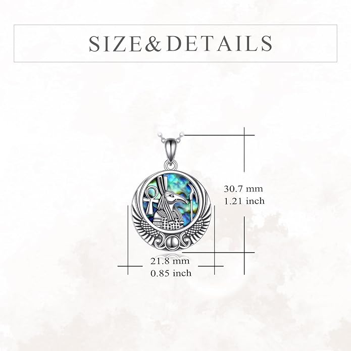 YFN Egyptian Necklace Sterling Silver Egypt God Pendant Abalone Shell Egypt Jewelry Gifts for Women Men