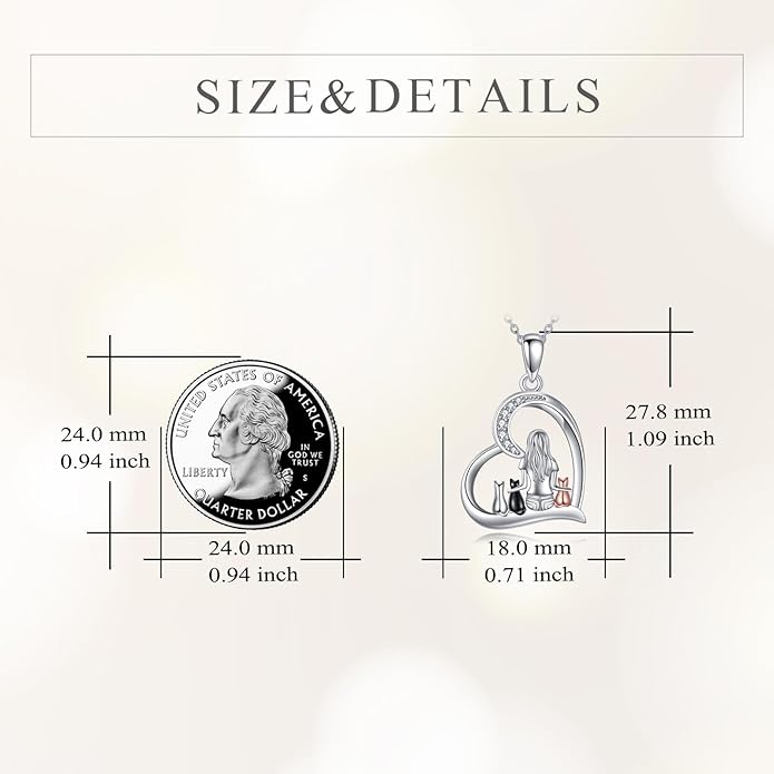 YFN Cat Necklace Sterling Silver Jewelry for Women Cat Jewelry Gifts