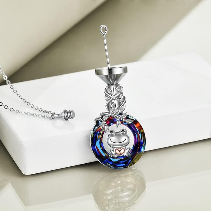 POPLYKE 925 Sterling Silver Urn Necklace for Ashes for Women Cremation Necklace for Ashes Keepsake Jewelry for Human