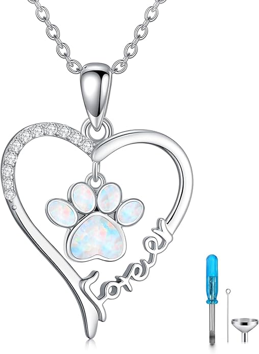 Urn necklace for Ashes 925 Sterling Silver Opal/Turquoise/Moonstone/Moss agate Pendant Cremation Memory Jewelry Keepsake Gifts for Women