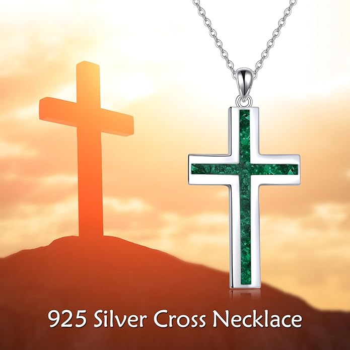 YFN Cross Necklace Sterling Silver Religious Cross Pendant Jewelry Christian Gifts for Women Men