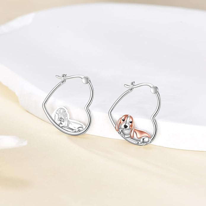 YFN Animal Earrings Sterling Silver Animal Heart Hoop Dangle Earrings Cute Jewelry Gifts for Women