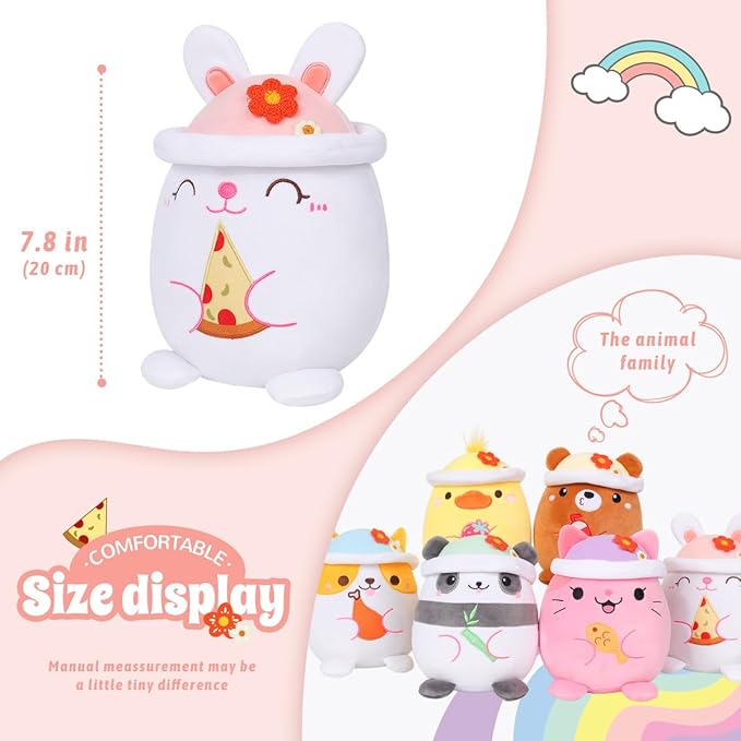 AIXINI Cute Rabbit Plush Pillow 8" Bunny Stuffed Animal, Soft Kawaii Rabbit Plushie with Hat Outfit Costume Gift