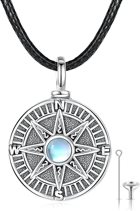MEDWISE Wing/Wolf/Compass Urn Necklace for Ashes 925 Sterling Silver Necklace Guardian Angel Ashes Keepsake Memorial Urn Pendant Pet Cremation Jewelry for Ashes Memorial Jewelry for Dog Cat Pet Men