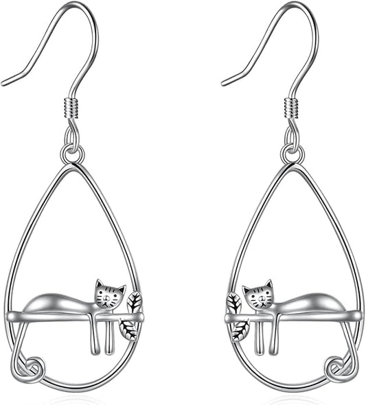 YFN Sterling Silver Animal Dangle Drop Earrings for Women Sloth/Cat/Bat Earrings Jewelry Gifts Halloween Earrings Jewelry