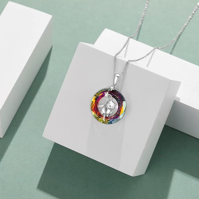 Dreamboat Sterling Silver Cat Necklace for Women Crystal Necklace Cute Animal Necklace Kitten Necklace Cat Pendant Friendship Cat Jewelry Gifts