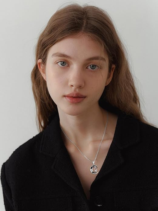 Gothic Jewelry Bat/Cat/Wolf/Dragon/Owl/Fox/Spider/Sun Pendant Sterling Silver Crescent Moon Necklace for Women Girls Black Jewelry Gifts