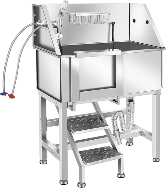 Electric Dog Bathing Station for Large Dogs, Height Adjustable Stainless Steel Dog Pet Washing Station, Professional Dog Grooming Tub with Electric Lift, Pet Wash Bath Station