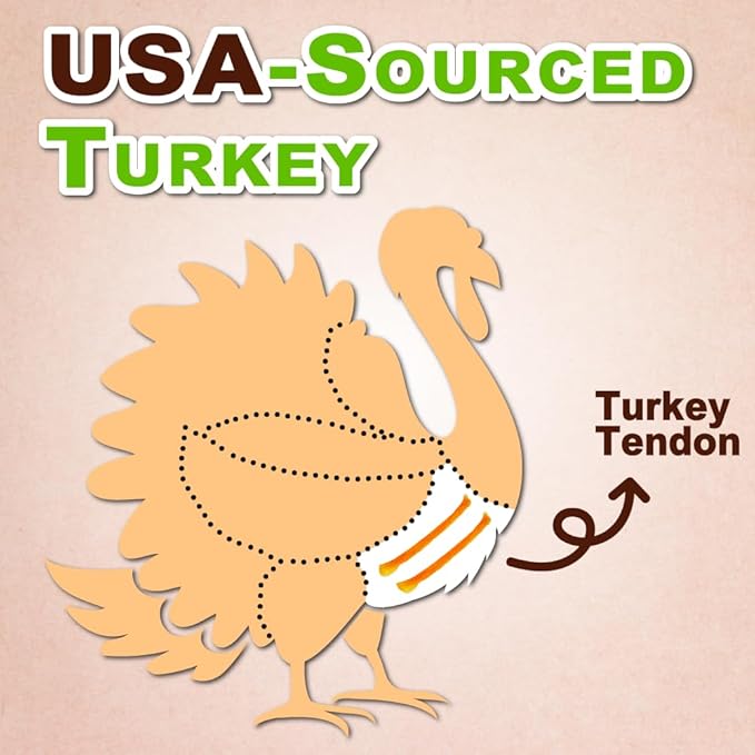 Afreschi Natural Turkey Tendon Pretzel (M) 10 oz, USA-Sourced Turkey Tendon, All Natural Puppy Chew, Hypoallergenic, Rawhide Alternative, for Medium Breeds