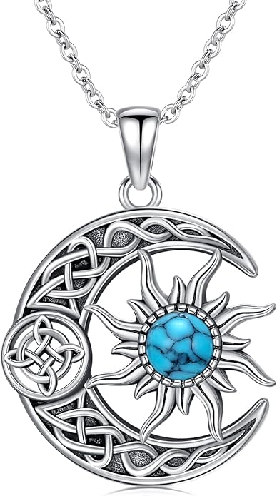 Witch Necklace 925 Sterling Silver Pentagram Triple Moon Pentacle Pendant Wiccan Pagan Jewelry Witchy Gifts for Women