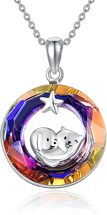 Dreamboat Sterling Silver Cat Necklace for Women Crystal Necklace Cute Animal Necklace Kitten Necklace Cat Pendant Friendship Cat Jewelry Gifts