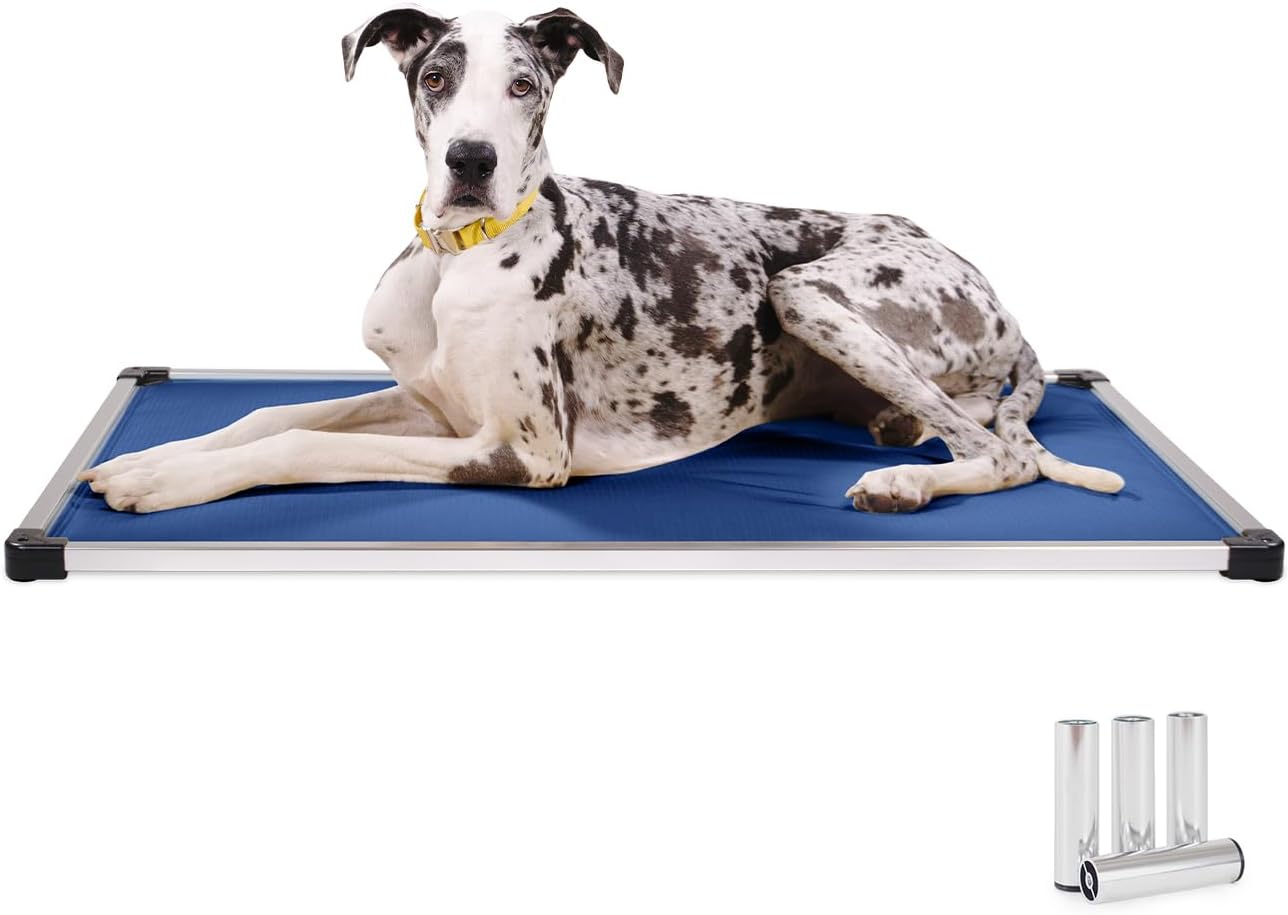 K9 Ballistics Chew Proof Armored Padded Dog Crate Bed, Virtually Indestructible, Legs Included (Blue Quartz, Large (41" L x 27" W x 5" H))