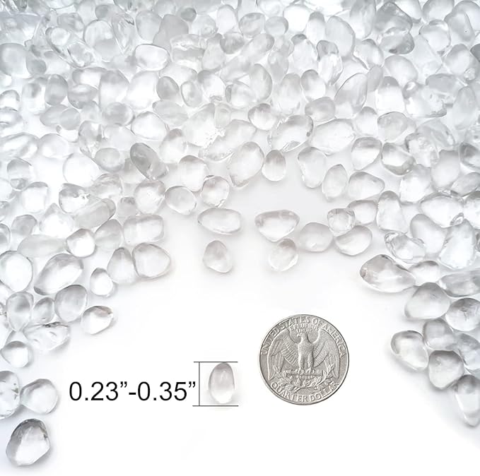 Keedolla 3 LB Clear Gravel for Fish Tank, Sea Glass Pebbles Marbles Pebbles Gravel Rocks Crystal Gemstones for Aquarium|Fish Turtle Tank|Vase Filler|Flowerpot Decoration