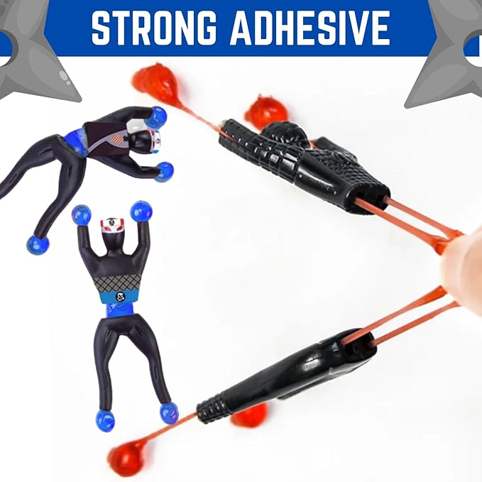 Liberty Imports Sticky Wall Climbing Ninjas with DIY Costume Stickers, Stretchy Climbers Window Crawlers, Party Favor Tricky Novelty Toys Climbing Rolling Men for Kids (Pack of 24)