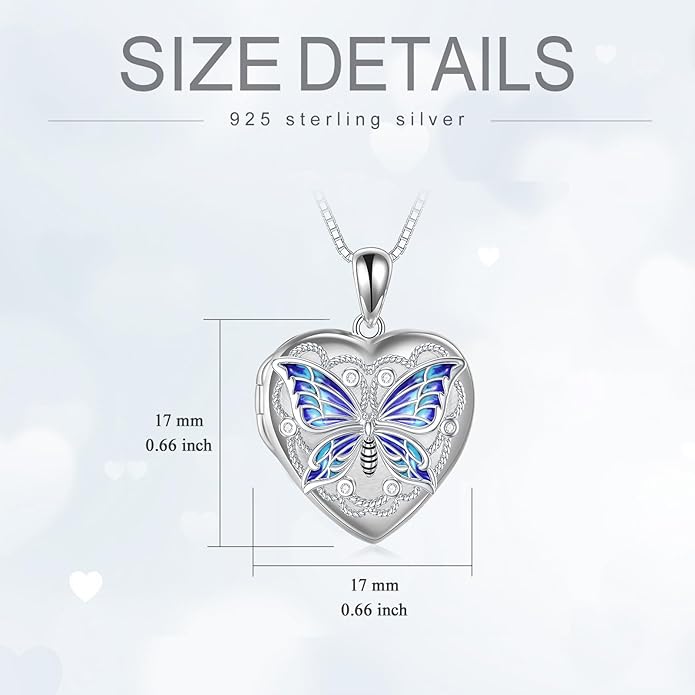 WINNICACA S925 Sterling Silver Heart Lockets Necklace That Holds Pictures Jewelry for Women Photo Pendant Necklace for Birthday Gifts