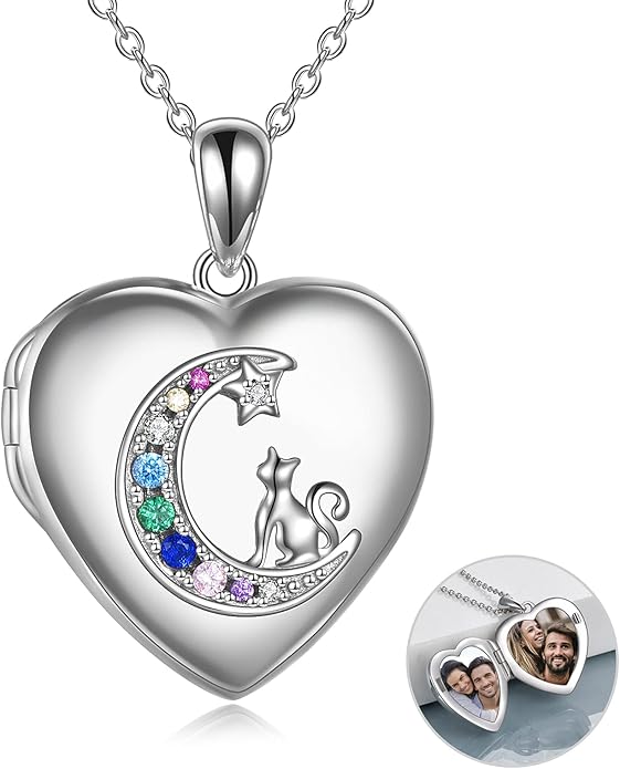 WINNICACA S925 Sterling Silver Heart Lockets Necklace That Holds Pictures Jewelry for Women Photo Pendant Necklace for Birthday Gifts