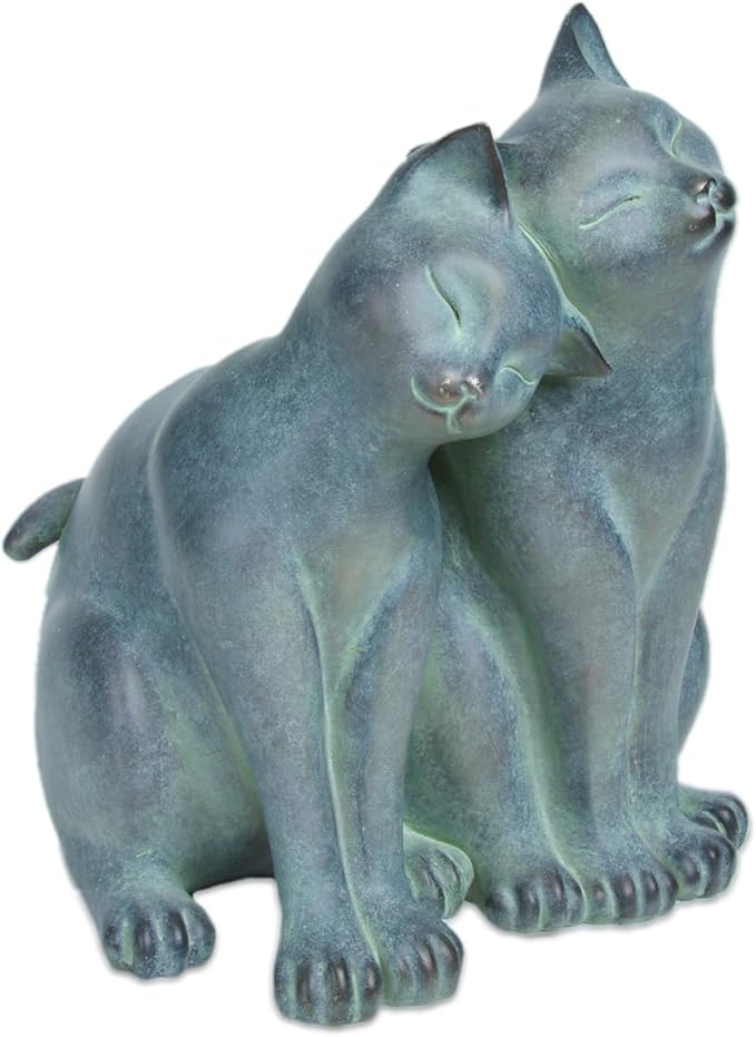 Newman House Studio Garden-Statues Cats Kitten-Couple Figurines Decor - Polyresin Sculpture for Outside Farmhouse Yard, 8.9 * 8.3 * 10.9 Inch