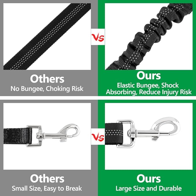 Plutus Pet Dog Seat Belt for Car Headrest, Reflective and Adjustable Restraint with Elastic Bungee for Safety, Vehicle Seatbelt Harness for Small Medium Large Dogs and Cats, Chocolate