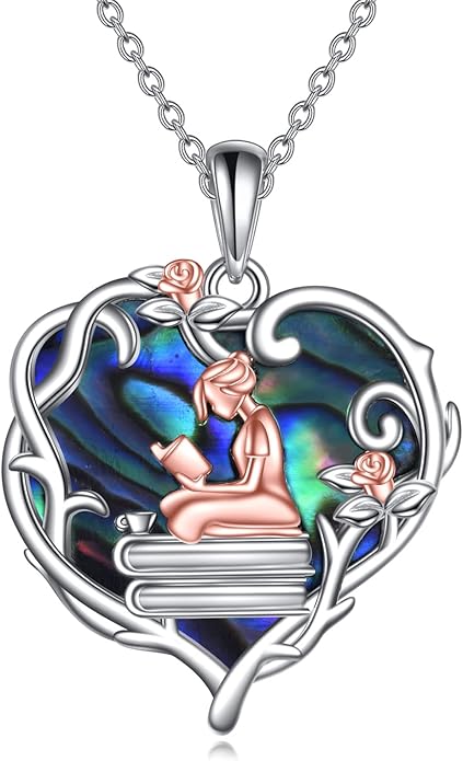 YFN 925 Sterling Silver Book Lover Necklace Reading Pendant for Women Graduation Gift Jewelry for Student Friends Classmate