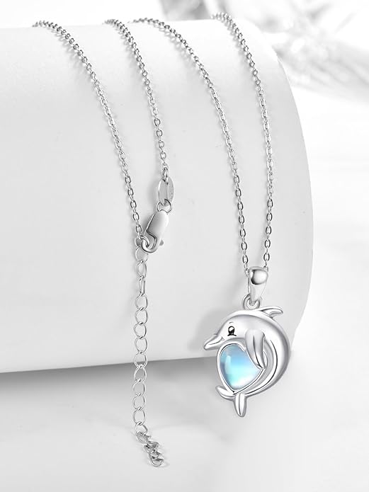 Dreamboat Moonstone Animal Pendant Necklace for Women 925 Sterling Silver Cute Animals Jewelry Gifts
