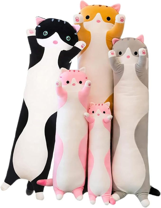 Long Cat Plush Pillow - Super Soft Kitty Body Pillow, Cute Animal Hugging Pillow for Kids & Adults, for Cat Lovers(70cm/27.55inch,Pink
