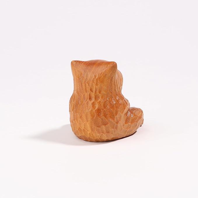 Wooden Cat Figurines,Sculpture Lovely Orange Cat Art Statue Mini Carved Ornament Figurine Small Animals Collectible for Home Office Garden Bedroom Desktop Bookshelf Decoration Gifts