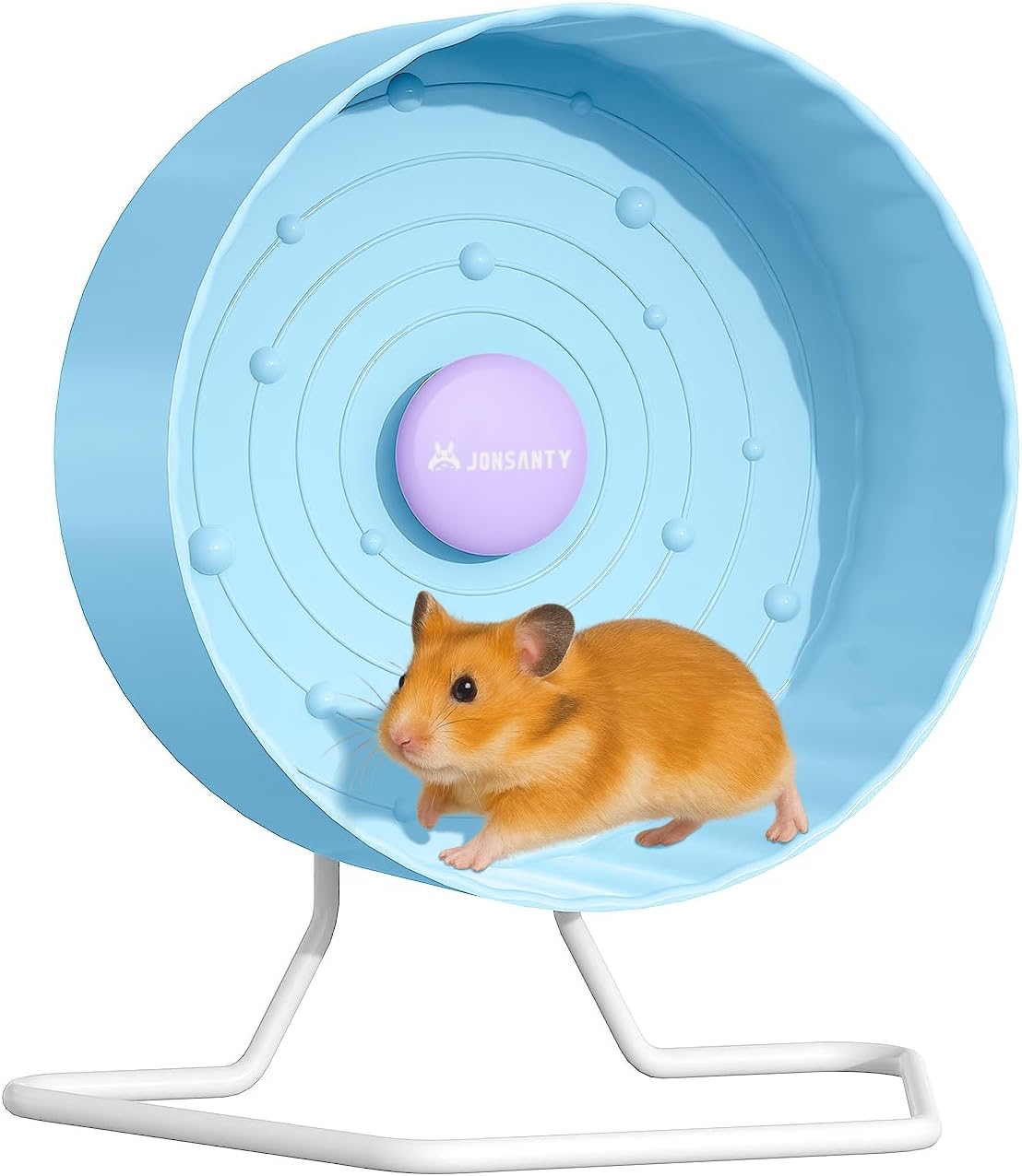 9.5" Silent Hamster Wheel, Non-Slip Track, Exercise, Release Stress, Relieve Anxiety, Adjustable Height Stand, for Syrian Dwarf Hamster, Gerbil, Mice, Other Small Medium Sized Pets, Blue