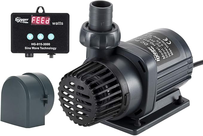 Hygger 24V DC Water Pump with LCD Display Controller - Inline/Submersible Saltwater Aquarium Return Pump for Coral Reef Tank Sump - 2120 GPH