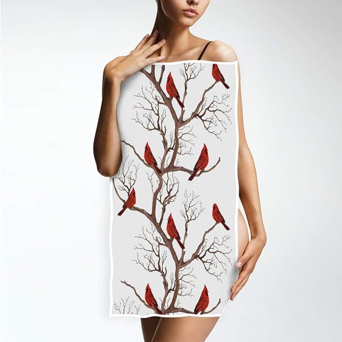 Pfrewn Northen Red Cardinals Branches Hand Towels 16x30 in Rustic Farmhouse Christmas Winter Bathroom Towel Ultra Soft Highly Absorbent Guest Towel Xmas Bathroom Decor Gifts