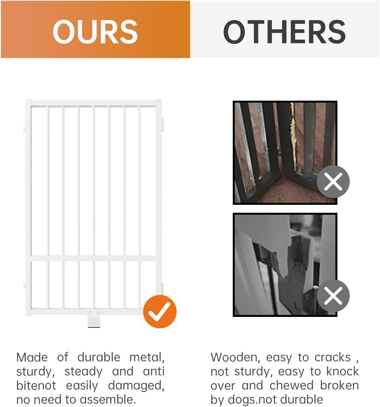 Full Metal Freestanding Dog Gate with Door, 36''Height Foldable Pet Dog Fence for Indoor & Outdoor, 6 Panels Extra Wide Free Standing TallDog Gates for Doorways,House,Stairs,Porch,Deck,Yard