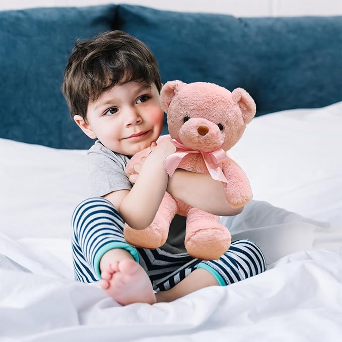 Pink Teddy Bear Stuffed Animals 12” Soft Small Teddy Bear Cute Cuddly Stuffed Bear Plush Toys for Kids Girls Birthday Christmas Valentine’s Day Wedding Graduation Party