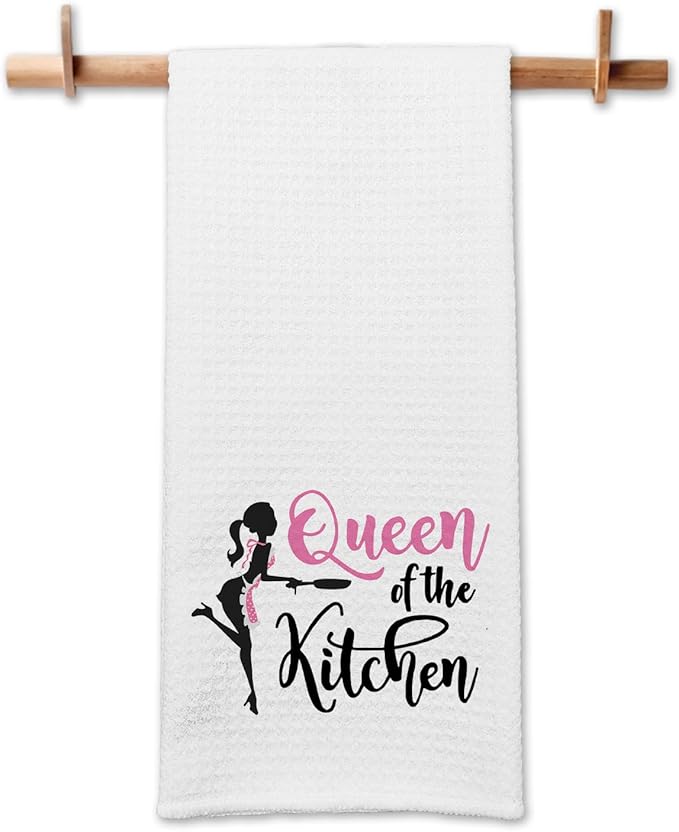 Funny Kitchen Towels Queen of The Kitchen Soft Dishcloth Baking Flour Sack Dish Towels for Decor Great Kitchen Gifts for Hostess Housewife Hilarious Hand Towels for Women Mother Sister