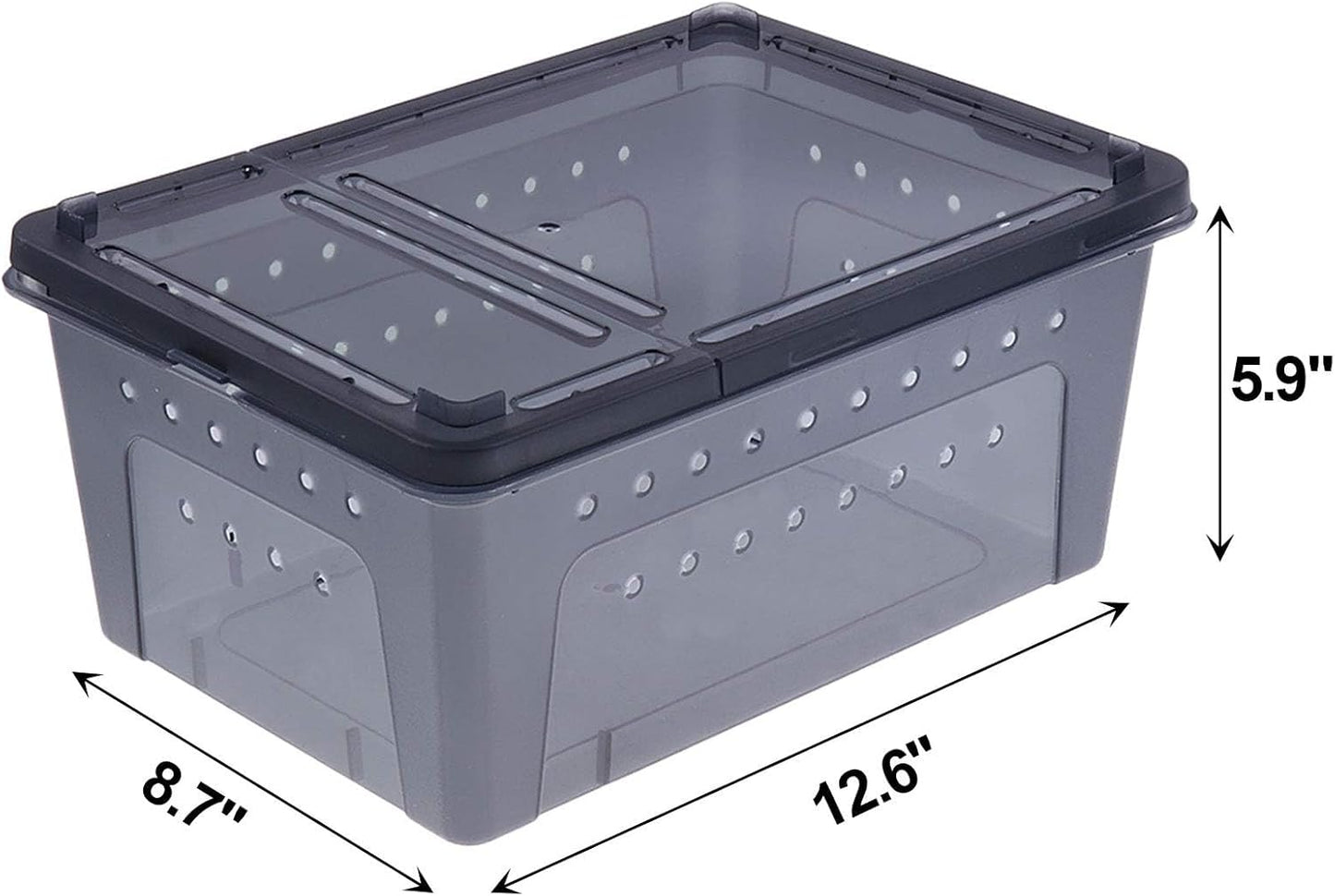 kathson Reptile Snake Feeding Box Portable Transparent Plastic Mini Pet Houses Breeding Hatching Container Lizard Tarantula Habitat for Spider Scorpion Gecko (Black)