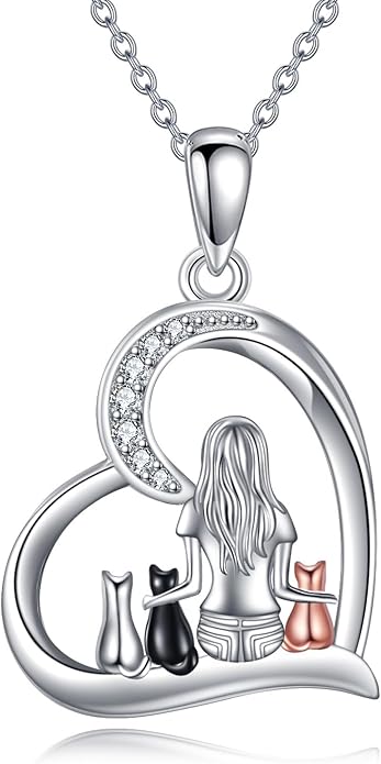 YFN Cat Necklace Sterling Silver Jewelry for Women Cat Jewelry Gifts
