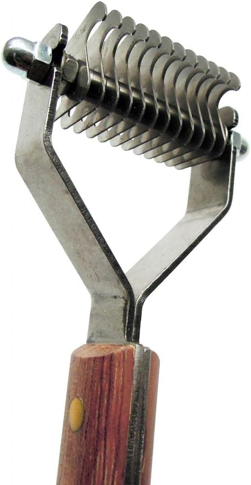 Mars Coat King Dematting Undercoat Grooming Rake Stripper Tool for Dogs and Cats, Stainless Steel with Wooden Handle for Thick Coats, 12-Blade Stripper for Groomers, Pet Owners