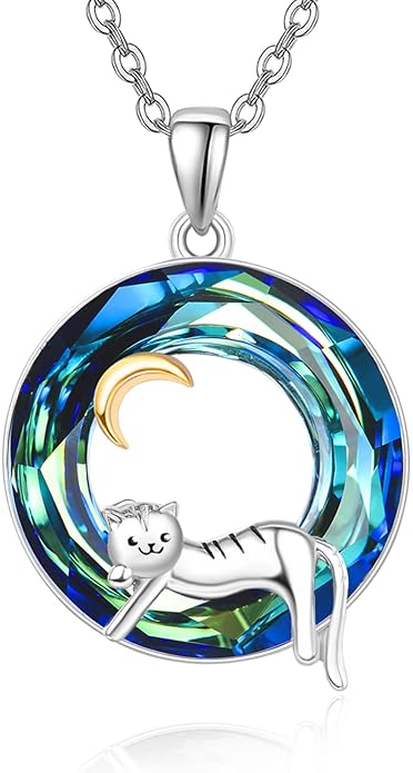 Dreamboat Sterling Silver Cat Necklace for Women Crystal Necklace Cute Animal Necklace Kitten Necklace Cat Pendant Friendship Cat Jewelry Gifts
