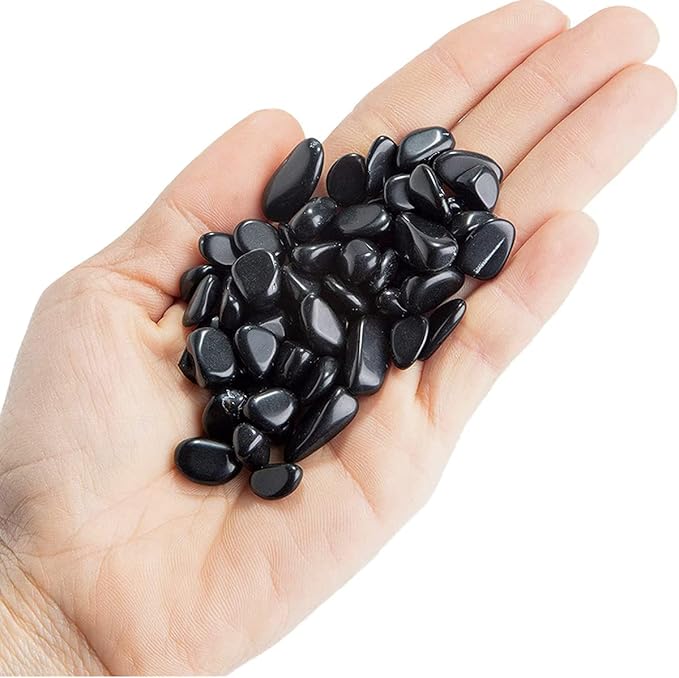 WAYBER 2 Lbs/920g Black Obsidian Quartz Crystal Stones Irregular Decorative Rocks Aquarium Pebbles Gravels for Fish Turtle Tank/Succulent Plants/Air Plants Decoration (Fill 2 Cups)