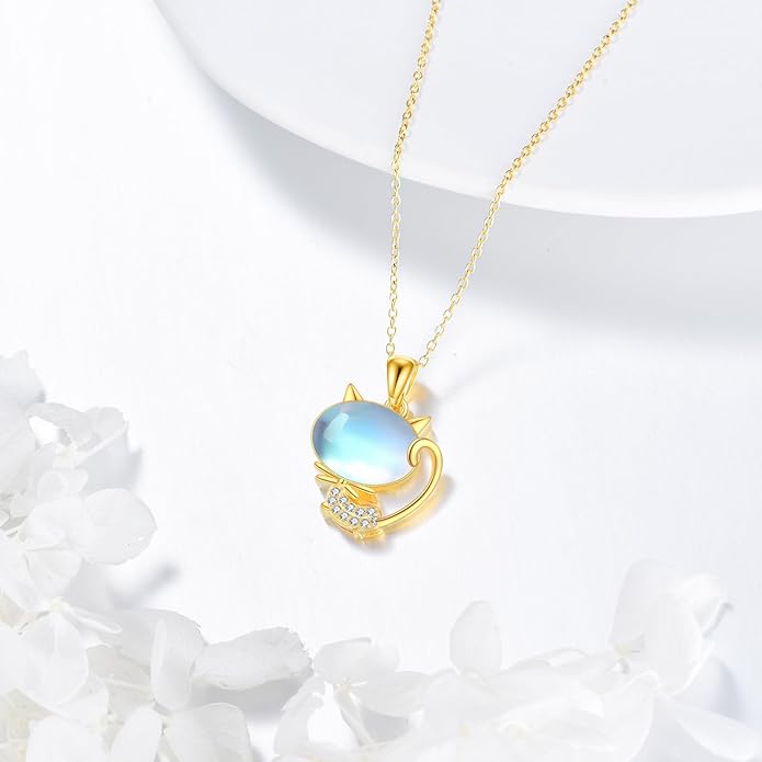 YFN Cat Necklace Sterling Silver Jewelry for Women Cat Jewelry Gifts