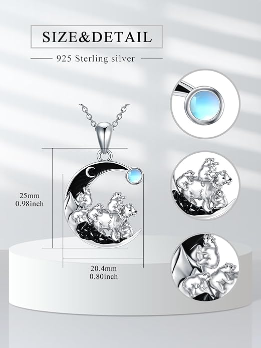 Gothic Jewelry Bat/Cat/Wolf/Dragon/Owl/Fox/Spider/Sun Pendant Sterling Silver Crescent Moon Necklace for Women Girls Black Jewelry Gifts