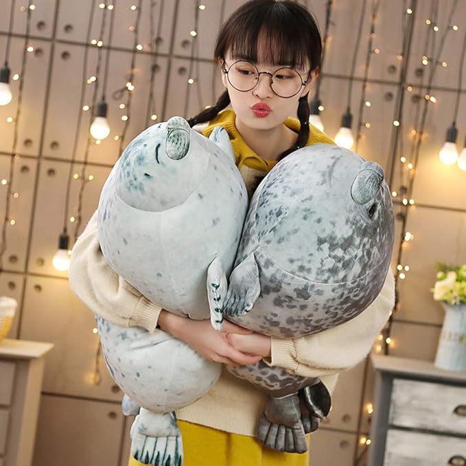 EHOTONG Cute Blob Seal Pillow, Chubby Seal Plush Hug Pillow Soft Stuffed Animal Toy (Gray,15")